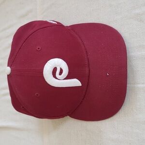 Vintage New Era Philadelphia Phillies Wool 59 Fifty Fitted Ball Cap Size 7 1/4